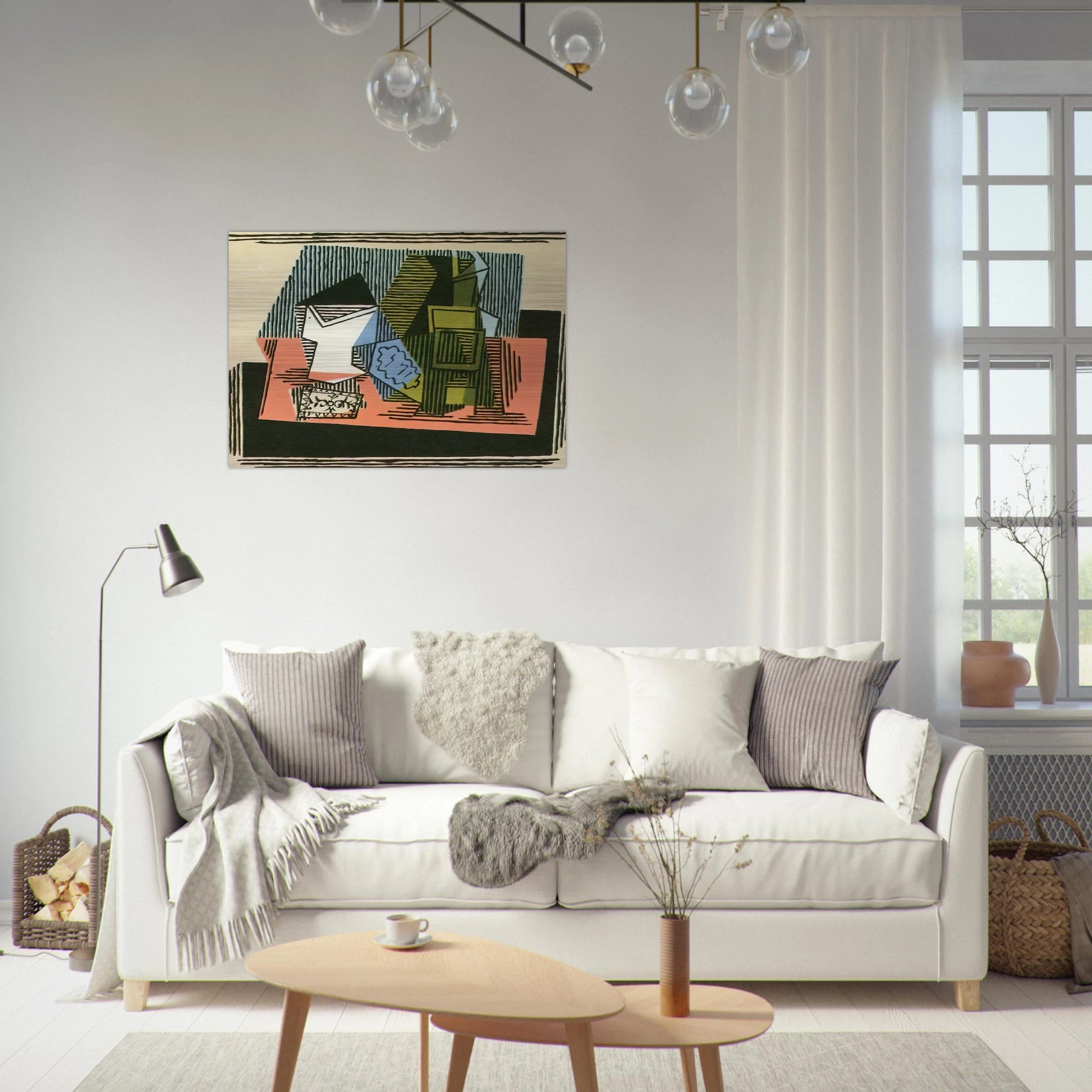 Glass, bottle, packet of tobacco - Pablo Picasso Brushed Aluminum Print - 70x100 cm / 28x40 inches | Pablo Picasso Aluminum Print | Pablo Picasso Prints
