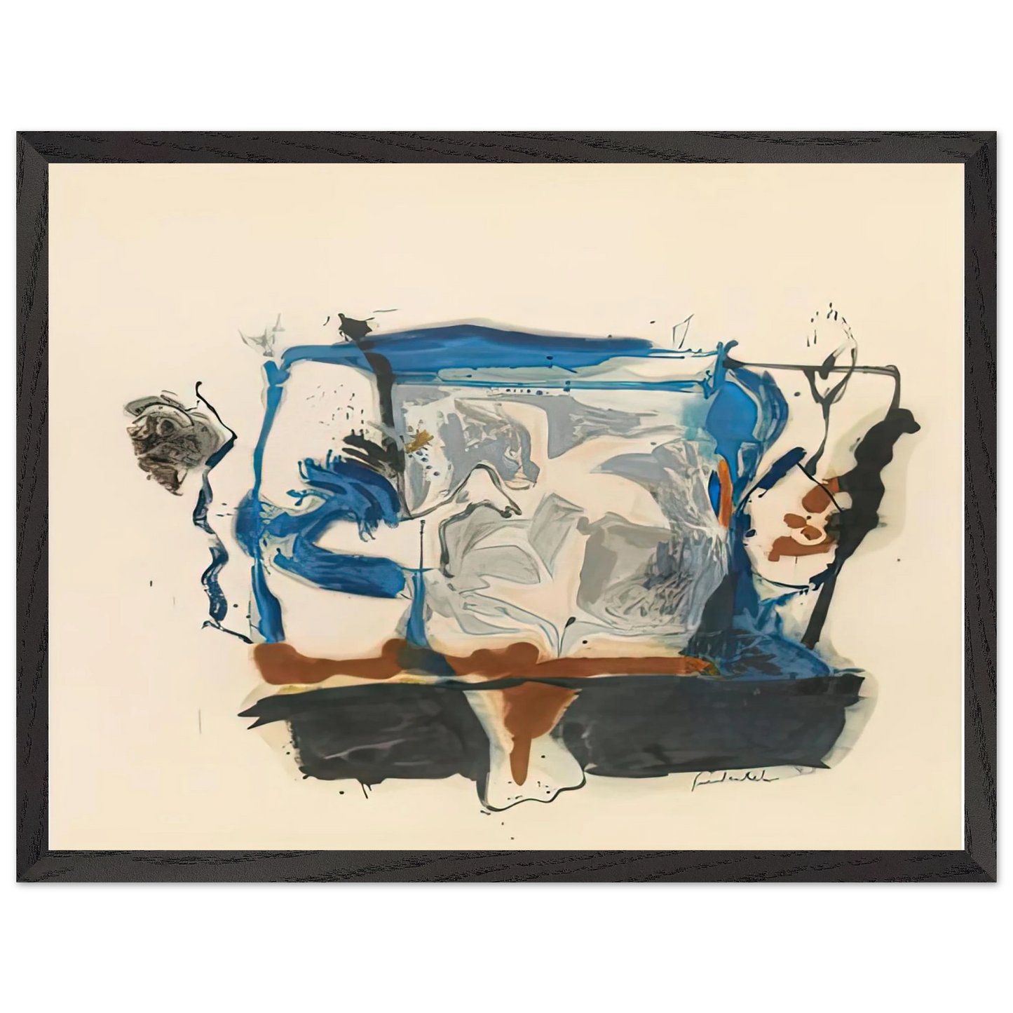 Helen Frankenthaler - Swan Lake II, 1961- Wall Art - 60x80 cm / 24x32 inches - Premium Wooden Framed Poster With Fine Art Paper-canvas - White frame