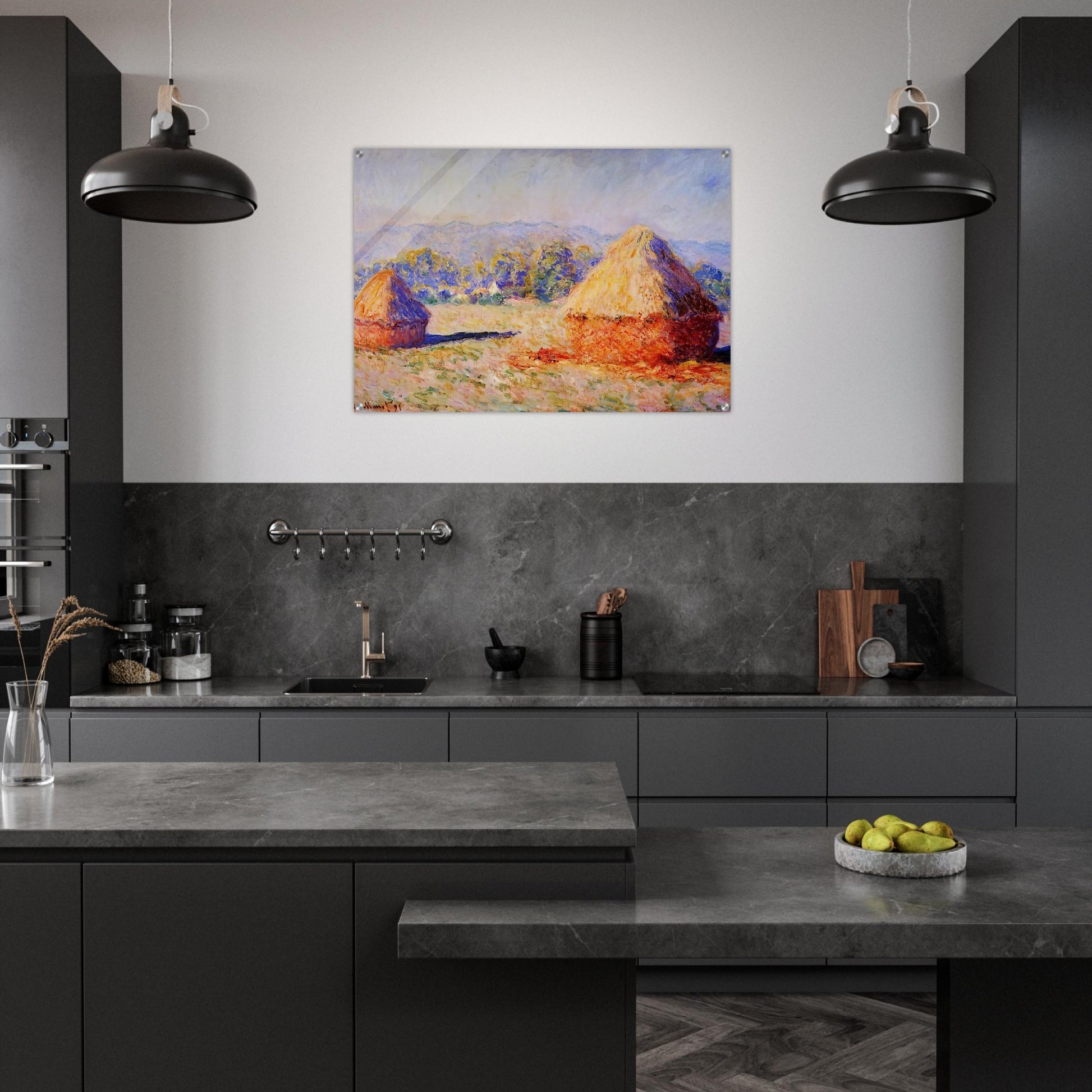 Grainstacks in the Sunlight, Morning Effect - claude monet Acrylic Print - 70x100 cm / 28x40″ inches
