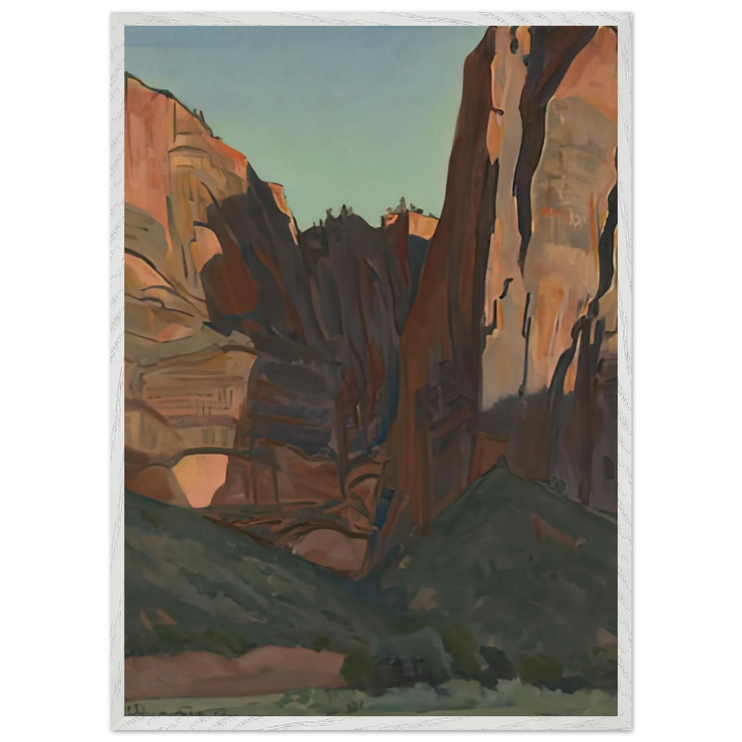 Maynard Dixon - NOTCH IN THE WALL ZION NATIONAL PARK AUGUST 1933 1933 Wall art - 60x80 cm / 24x32 inches - Premium Wooden Framed Poster With Fine Art Paper-canvas - Wood frame
