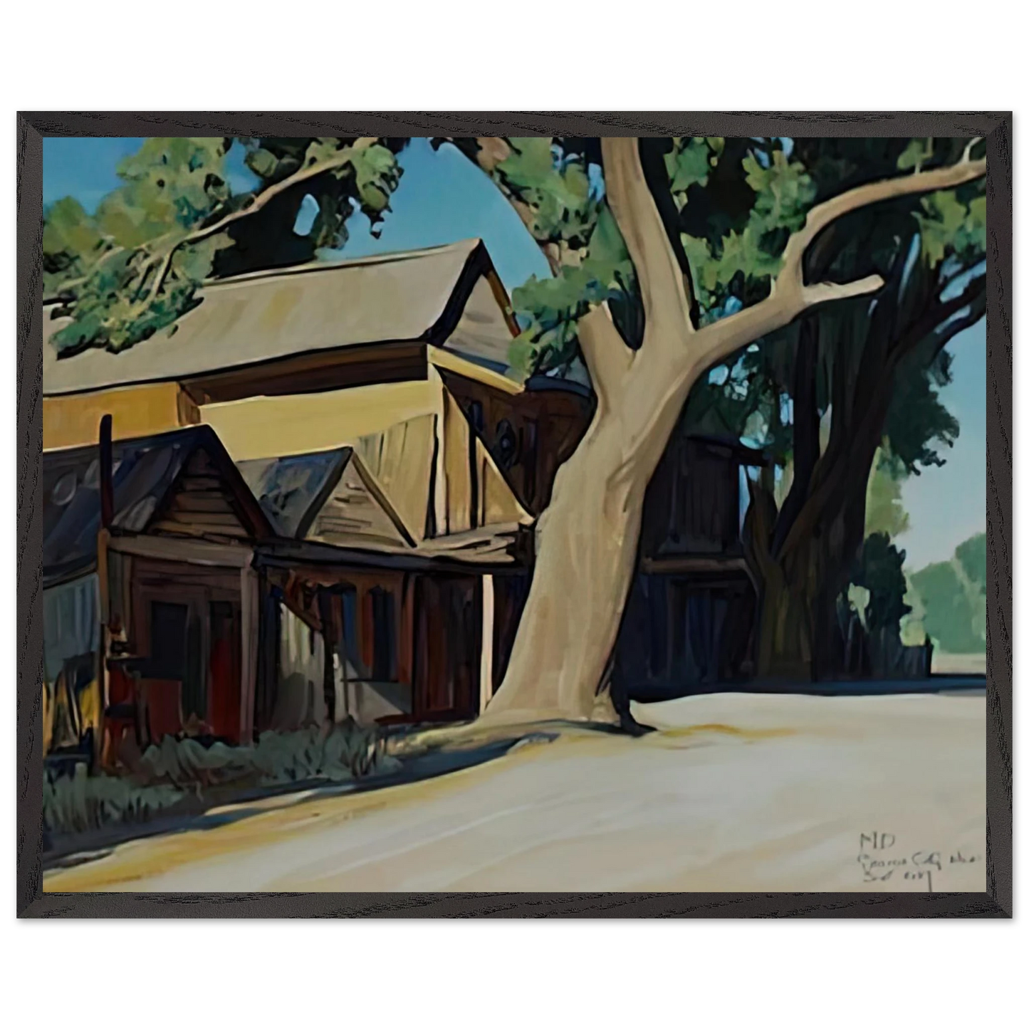 Maynard Dixon - OLD CHINATOWN CARSON CITY NEVADA 1937 Wall art - 50x70 cm / 20x28 inches - Premium Wooden Framed Poster With Fine Art Paper-canvas - Black frame