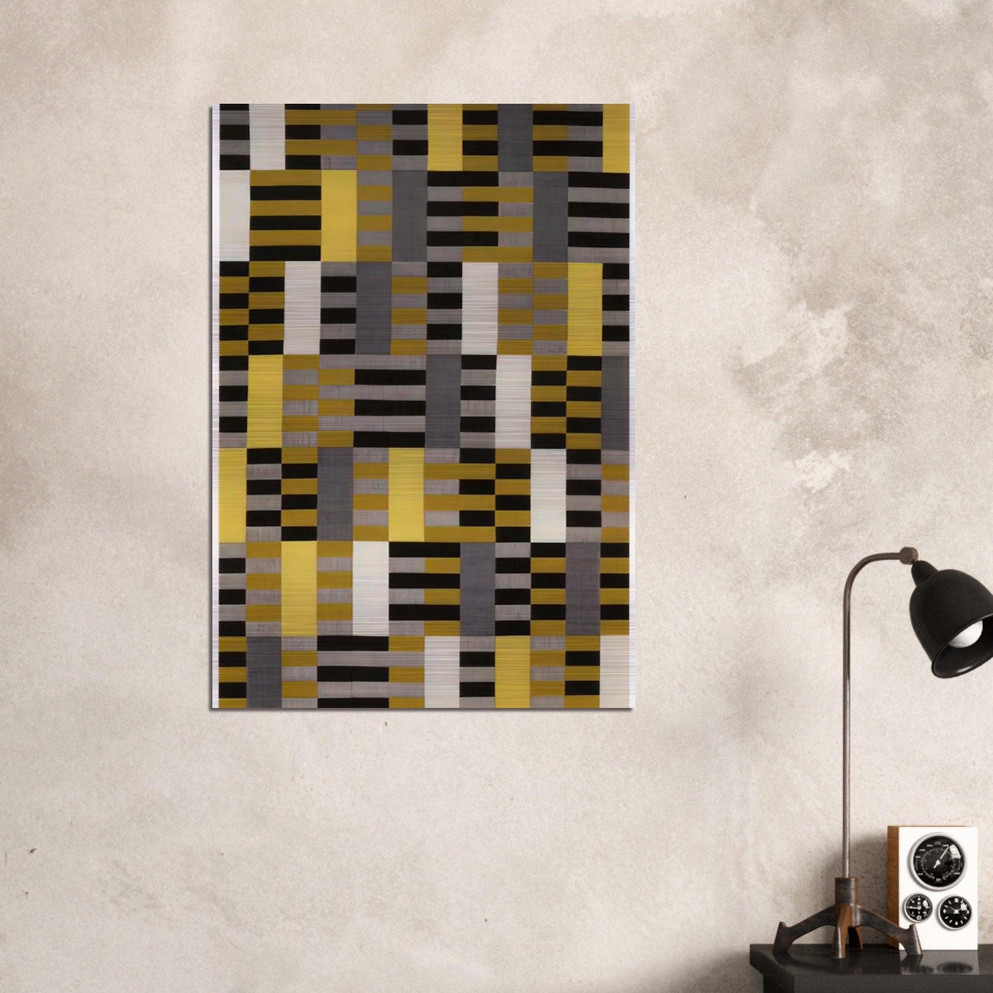 BLACK WHITE YELLOW 1926 - Anni Albers Brushed Aluminum Print - 70x100 cm / 28x40 inches | Anni Albers Aluminum Print | Anni Albers Prints