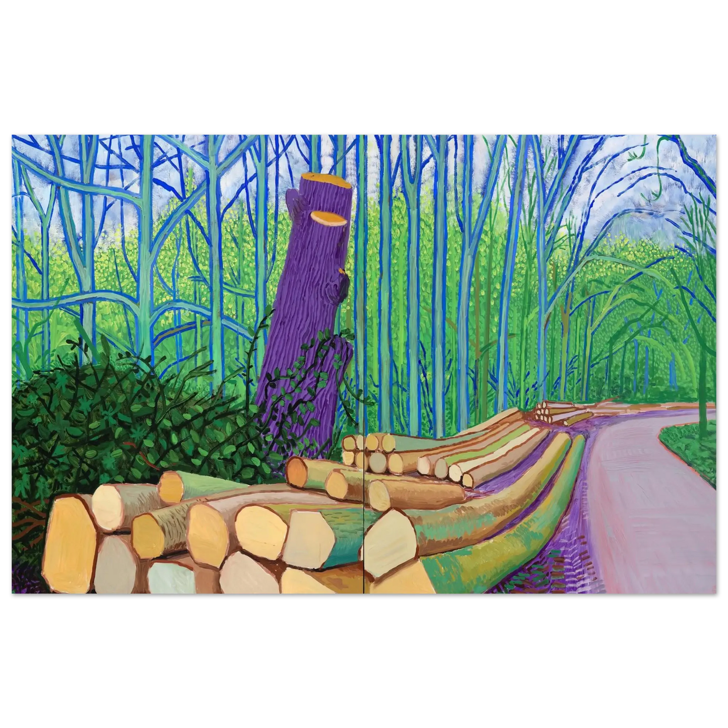 David Hockney - David Hockney Wall art - 28x43  cm / XL (11x17 Inches) - Premium Wooden Framed Poster With Fine Art Paper - White frame