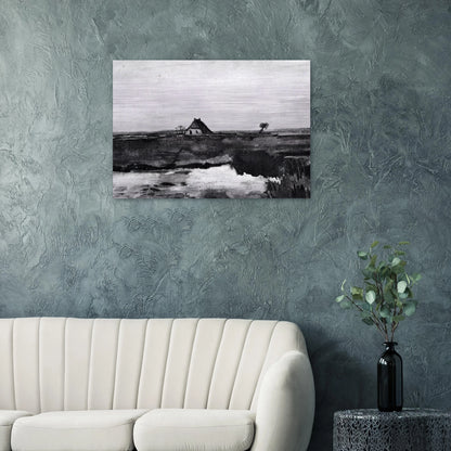 Landscape with a Farm - Vincent van Gogh Brushed Aluminum Print - 70x100 cm / 28x40 inches | Vincent van Gogh Aluminum Print | Vincent van Gogh Prints