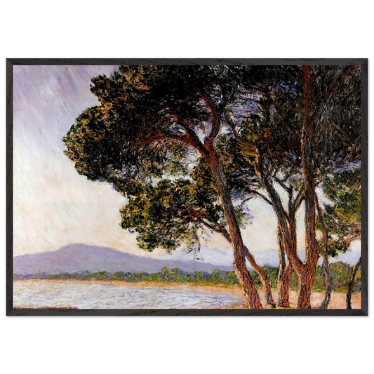 Beach in Juan-les-Pins - claude monet 70x100 cm / 28x40 inches Framed Art Print – Black Wooden Frame