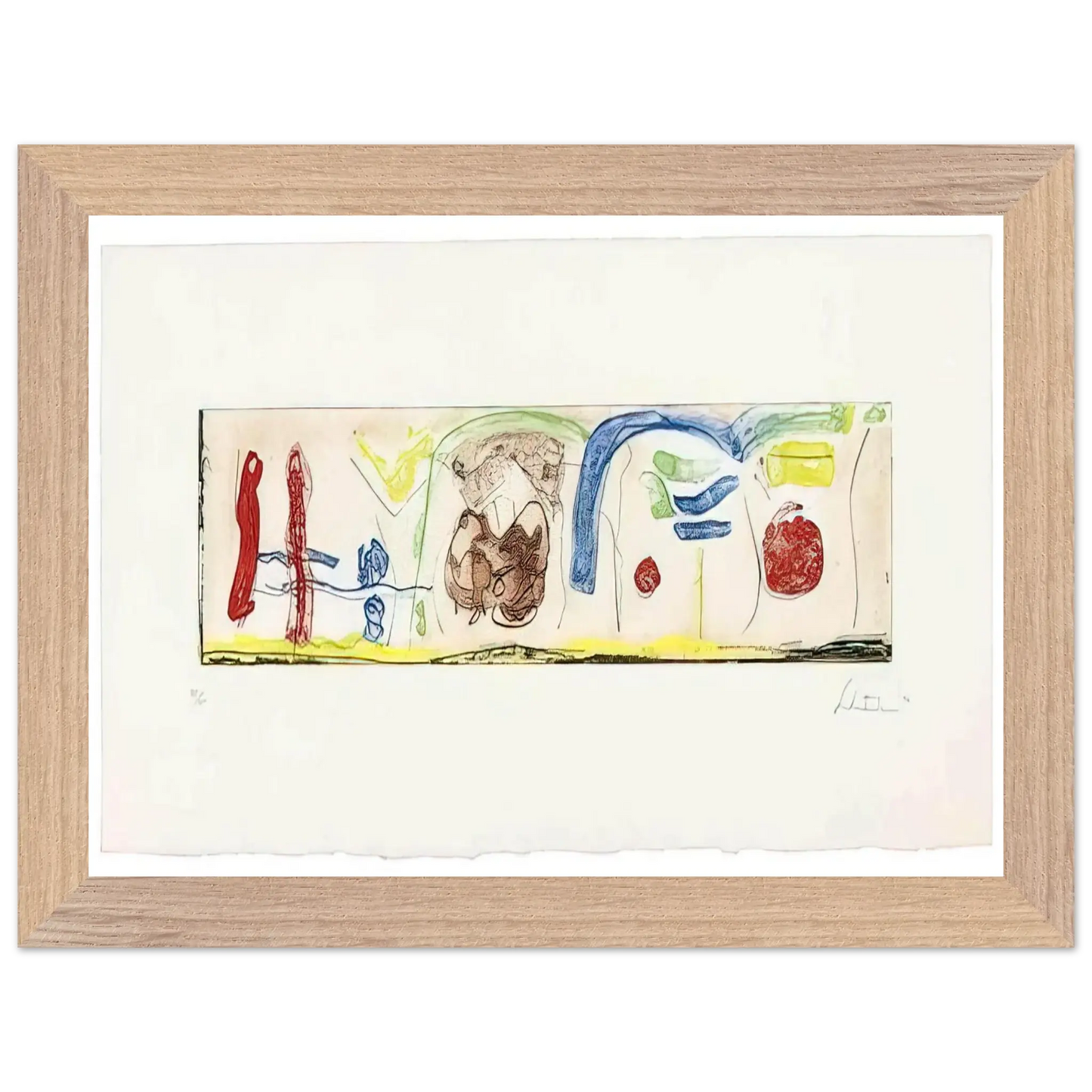 Helen Frankenthaler - Bridges - 1996 Wall art - 13x18 cm / 5x7 Inches - Premium Wooden Framed Poster With Fine Art Paper - White frame