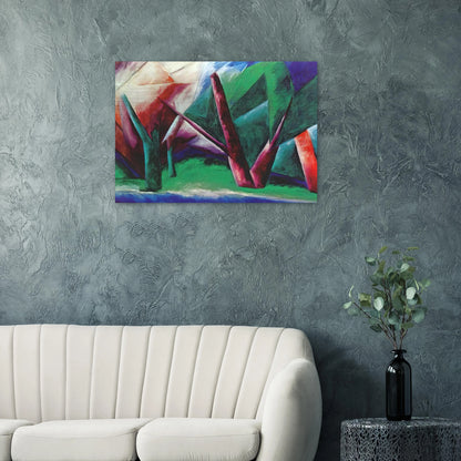 Forest Red-green - 1914 - Natalia Goncharova Brushed Aluminum Print - 70x100 cm / 28x40 inches | Natalia Goncharova Aluminum Print | Natalia Goncharova Prints