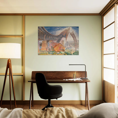 The Bridge in Curve - 1930 - Grace Cossington Smith Brushed Aluminum Print - 70x100 cm / 28x40 inches | Grace Cossington Smith Aluminum Print | Grace Cossington Smith Prints