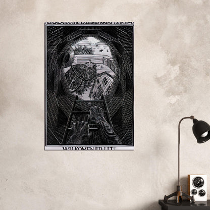 NEW YEAR S GREETING CARD - MC Escher Brushed Aluminum Print - 70x100 cm / 28x40 inches | MC Escher Aluminum Print | MC Escher Prints