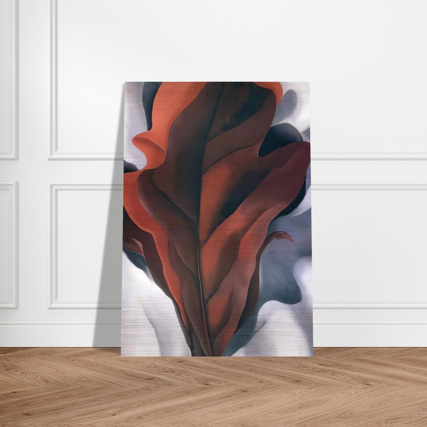 Large Dark Red Leaves on White - Georgia O'Keeffe Brushed Aluminum Print - 70x100 cm / 28x40 inches | Georgia O'Keeffe Aluminum Print | Georgia O'Keeffe Prints