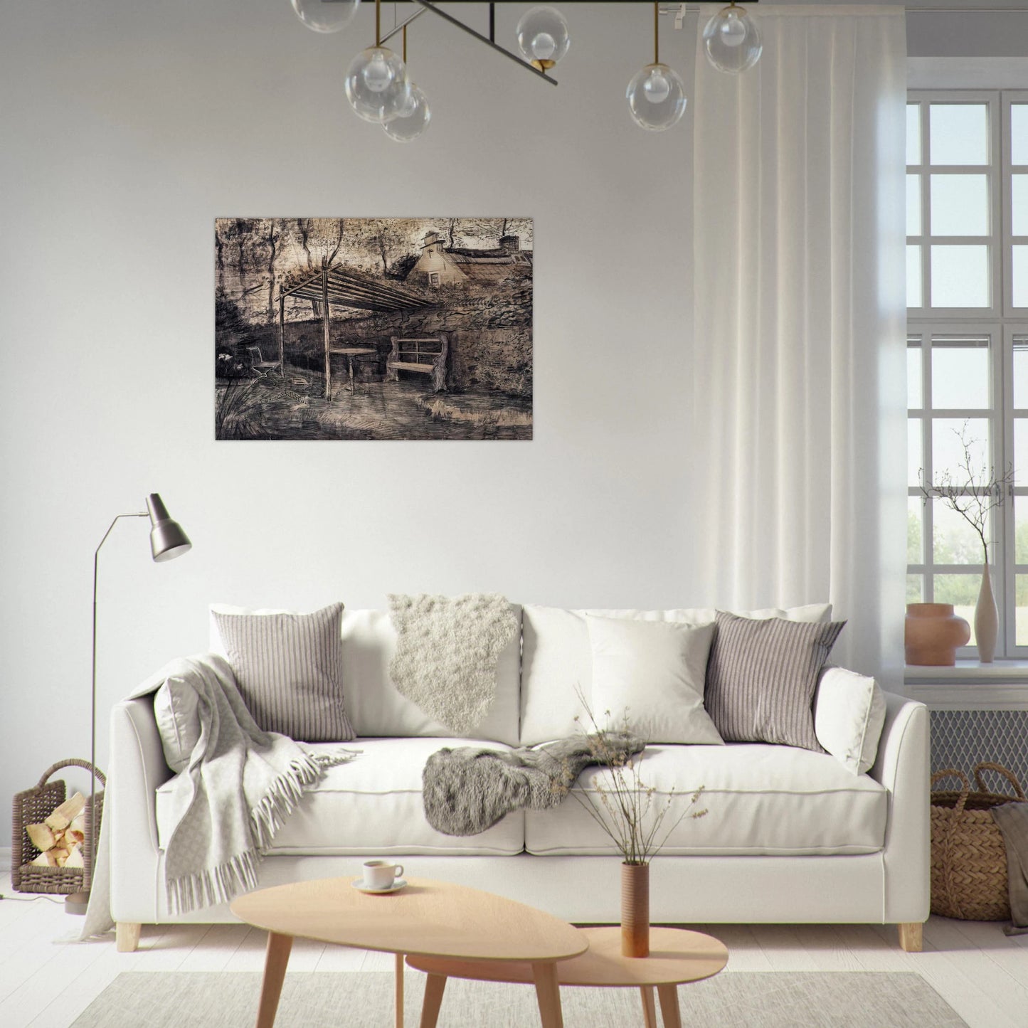 The Garden of the Parsonage with Arbor - Vincent van Gogh Brushed Aluminum Print - 70x100 cm / 28x40 inches | Vincent van Gogh Aluminum Print | Vincent van Gogh Prints