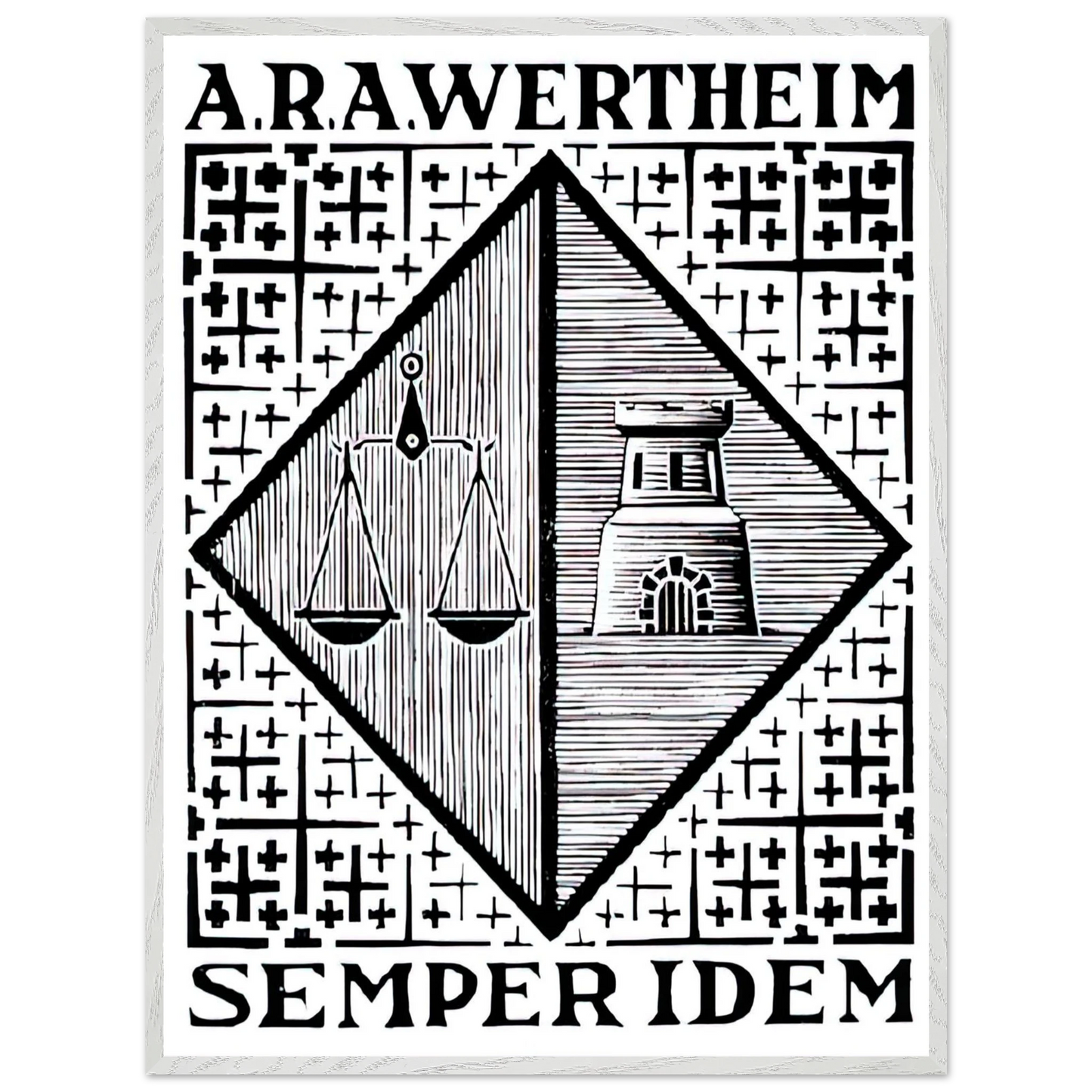 MC Escher - BOOKPLATE A R A WERTHEIM Wall Art - 21x29.7 cm / 8x12" - Premium Wooden Framed Poster With Fine Art Paper-canvas - Wood frame