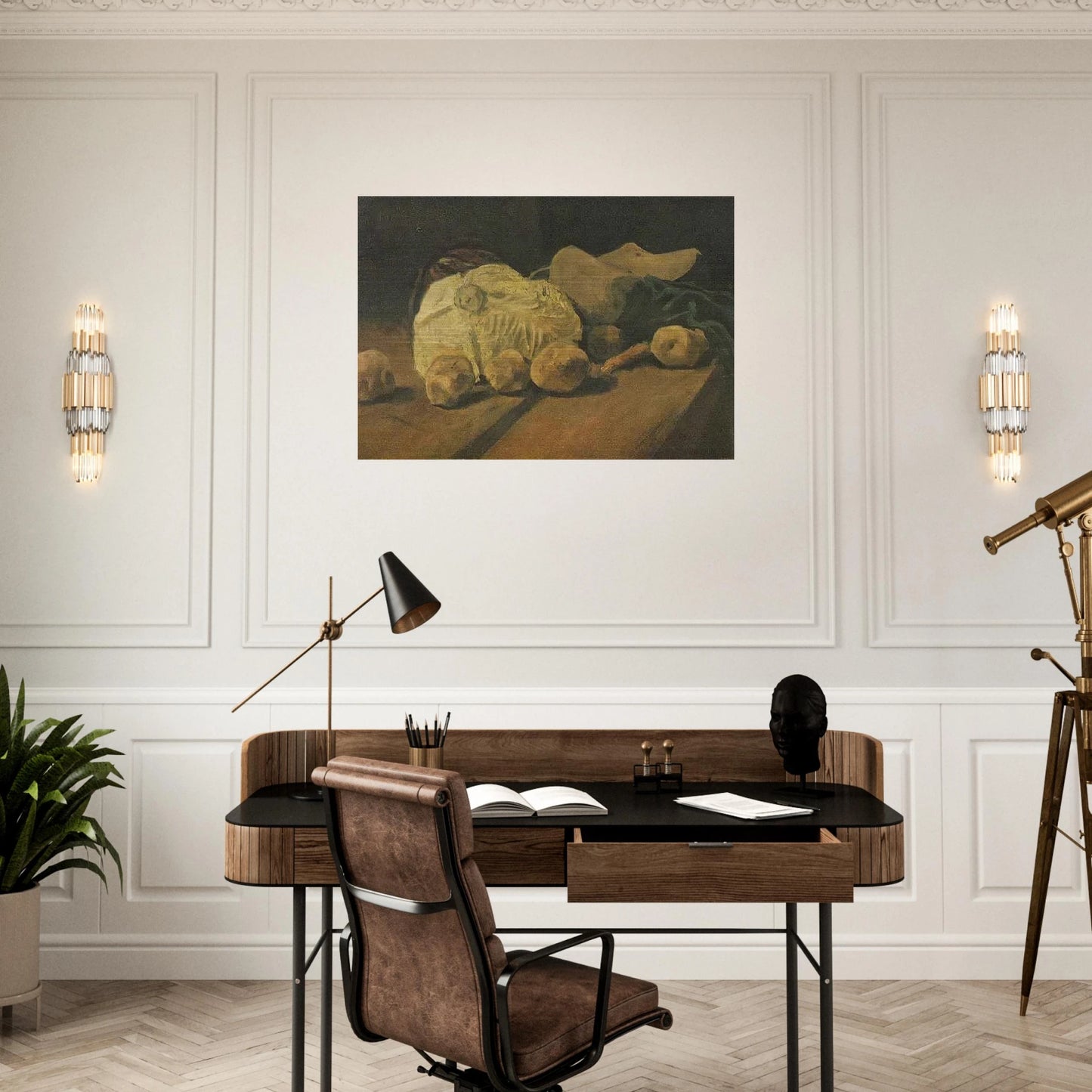 Still Life with Cabbage and Clogs - Vincent van Gogh Brushed Aluminum Print - 70x100 cm / 28x40 inches | Vincent van Gogh Aluminum Print | Vincent van Gogh Prints