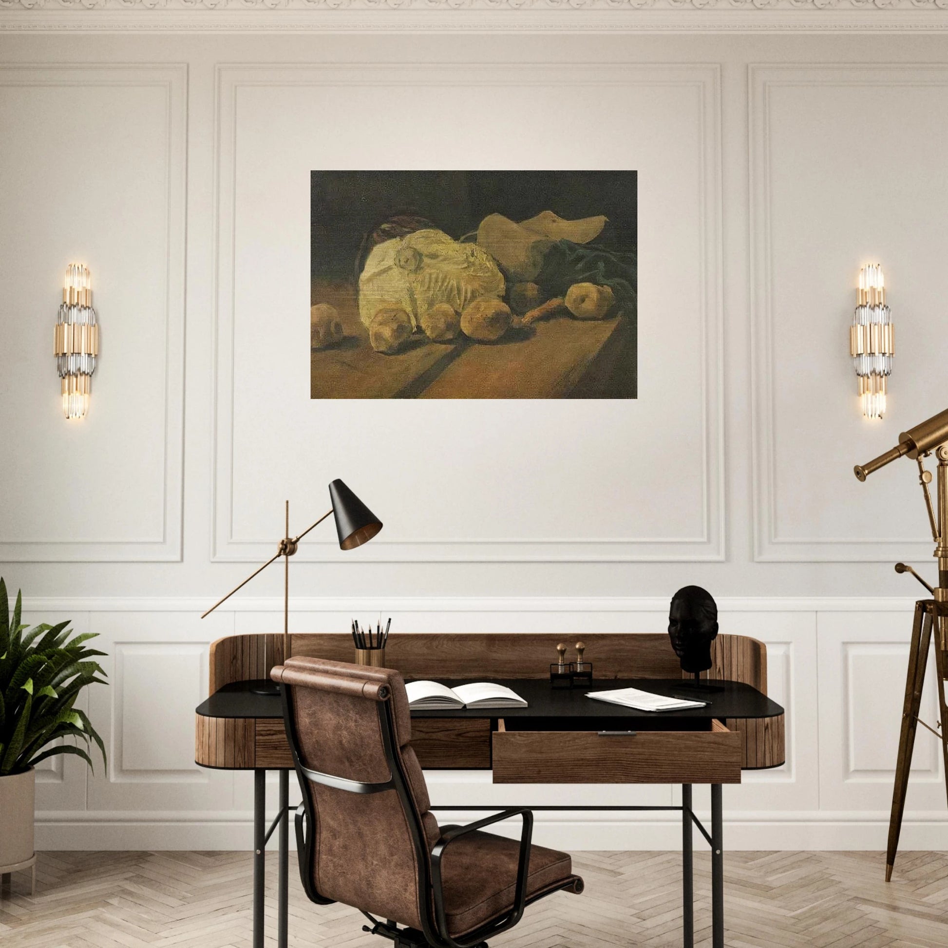 Still Life with Cabbage and Clogs - Vincent van Gogh Brushed Aluminum Print - 70x100 cm / 28x40 inches | Vincent van Gogh Aluminum Print | Vincent van Gogh Prints