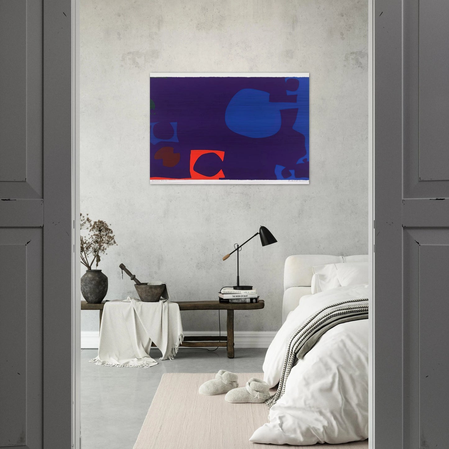 Blue and Deep Violet with Orange, Brown and Green - 1970 - Patrick Heron Brushed Aluminum Print - 70x100 cm / 28x40 inches | Patrick Heron Aluminum Print | Patrick Heron Prints