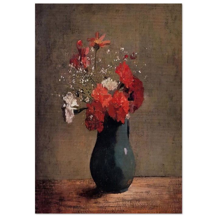 CARNATIONS AND BABY S BREATH IN A GREEN PITCHER - Odilon Redon Brushed Aluminum Print - 70x100 cm / 28x40 inches | Odilon Redon Aluminum Print | Odilon Redon Prints