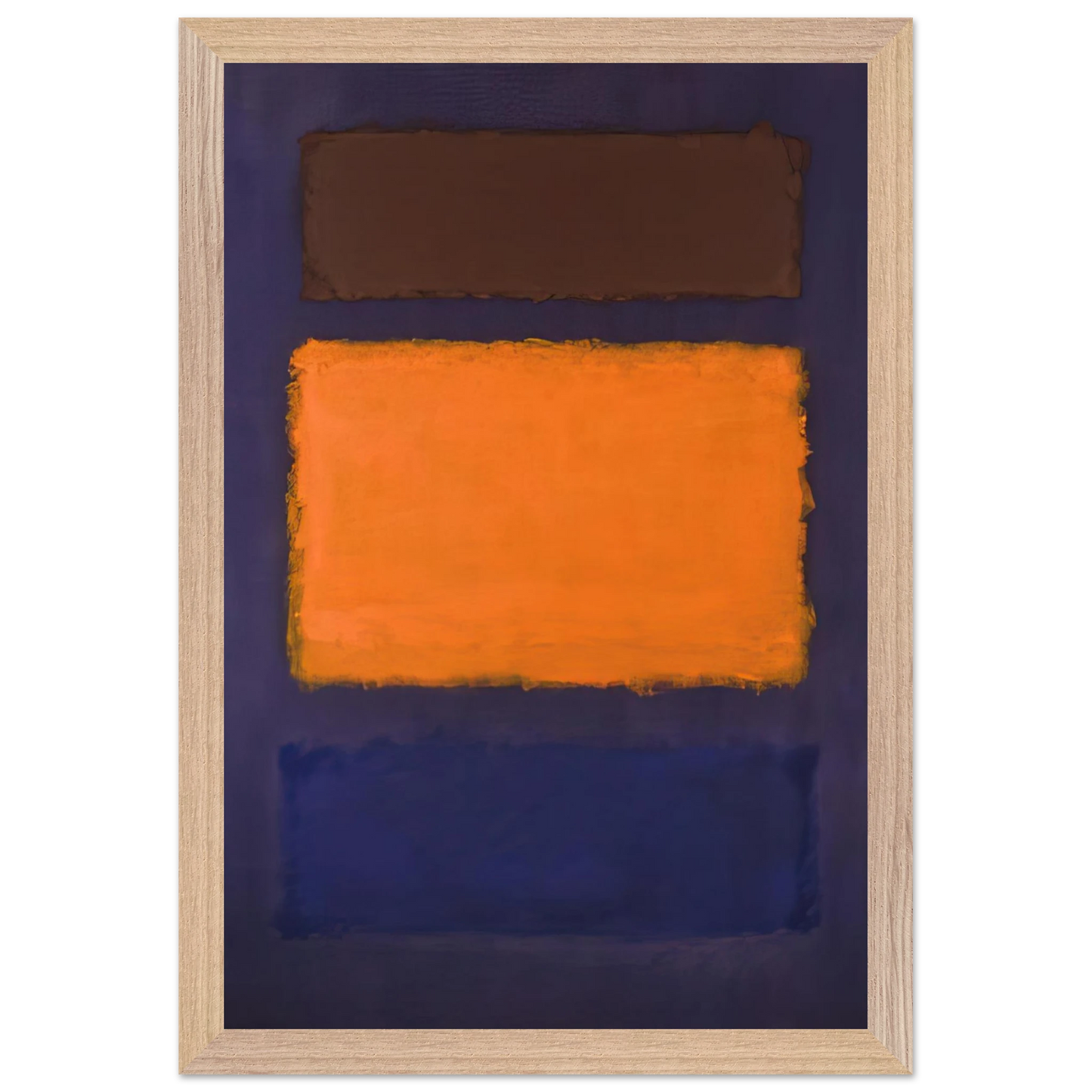Mark Rothko - Brown, Orange, Blue on Maroon - c.1963  United States Wall Art - 60x80 cm / 24x32 inches - Premium Wooden Framed Poster With Fine Art Paper-canvas - White frame