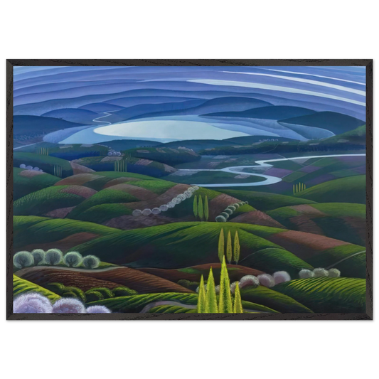 Umbria primavera - 1945 - Gerardo Dottori 70x100 cm / 28x40 inches Framed Art Print – Black Wooden Frame