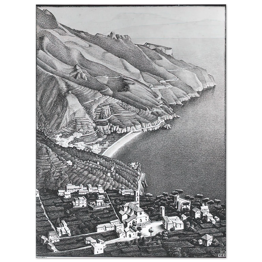 MC Escher - RAVELLO AND THE COAST OF AMALFI Wall Art - 21x29.7 cm / 8x12" - Fine Art Poster-canvas - -