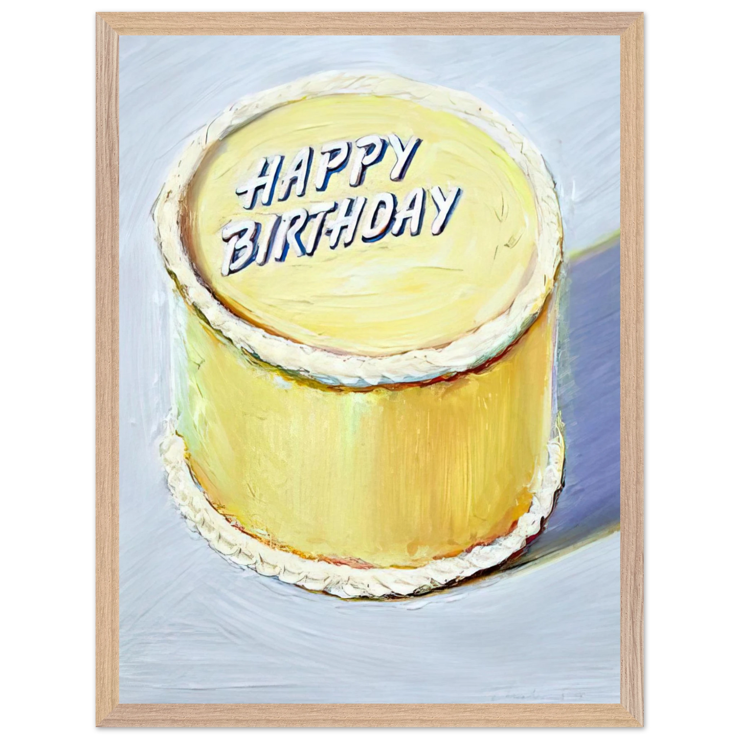 Wayne Thiebaud - Happy Birthday Cake - 1975 Wall Art - 30x40 cm / 12x16 inches - Premium Wooden Framed Poster With Fine Art Paper - Wood frame