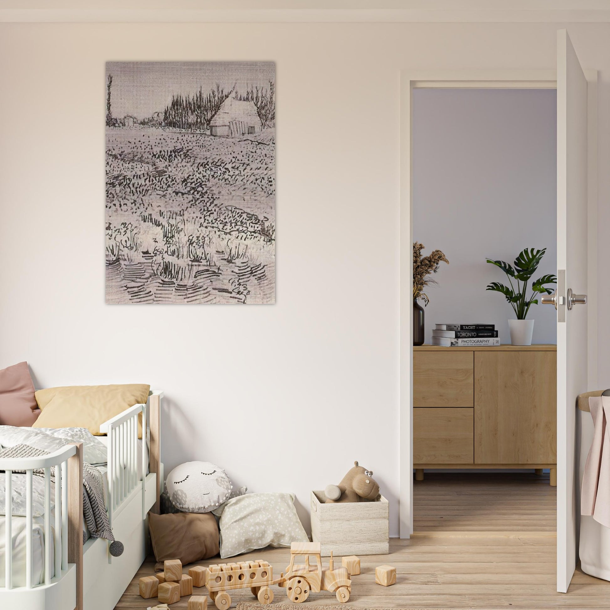 Landscape with Hut in the Camargue - Vincent van Gogh Brushed Aluminum Print - 70x100 cm / 28x40 inches | Vincent van Gogh Aluminum Print | Vincent van Gogh Prints