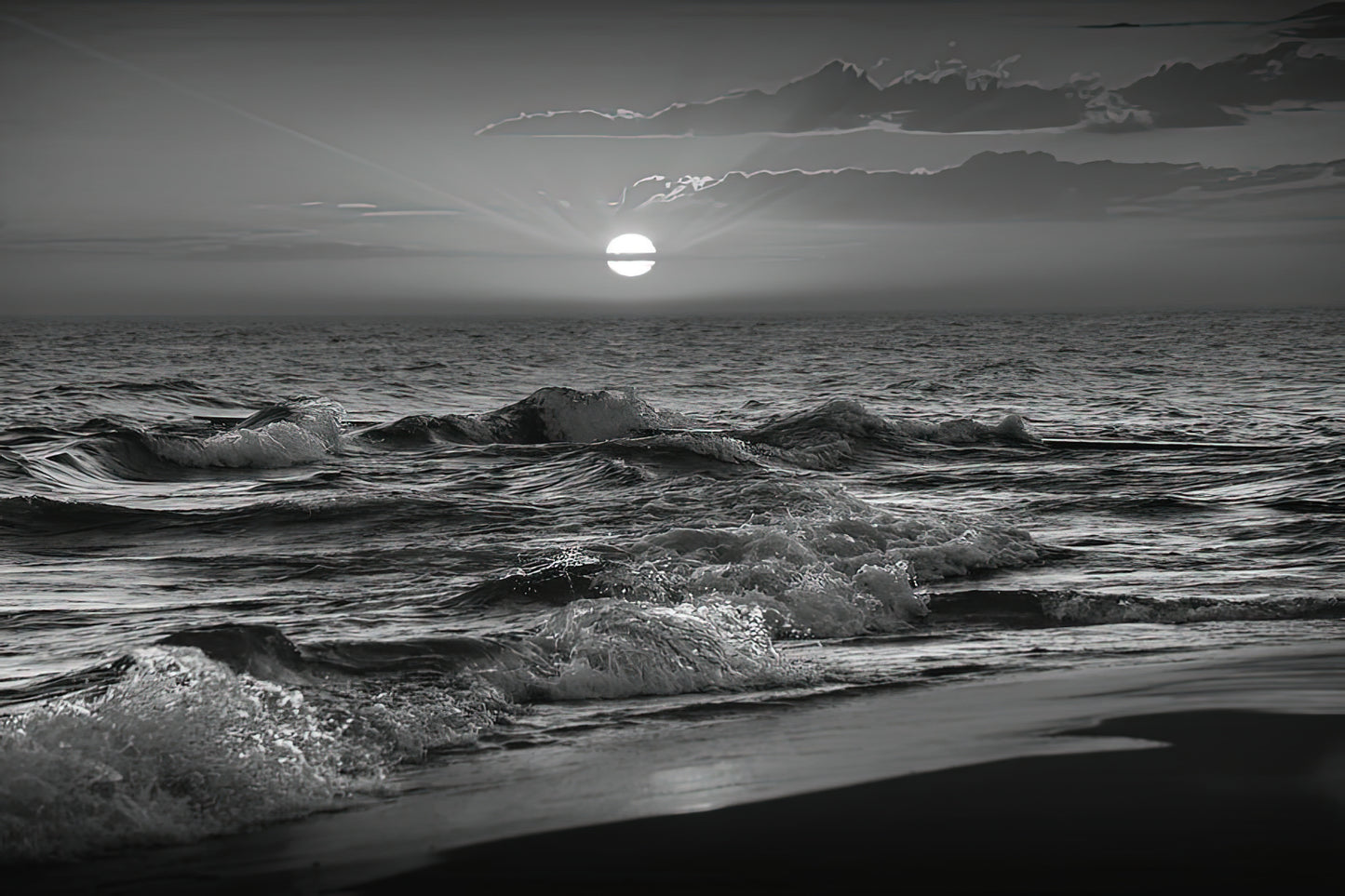 Black and White Sunset Art Print | Horizontal Lake Michigan Fine Art Print | RedKalion