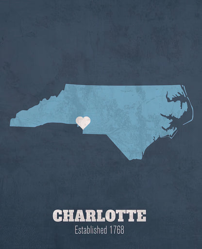 Charlotte North Carolina Colors: Art Print of City Map with UNC Palette | RedKalion