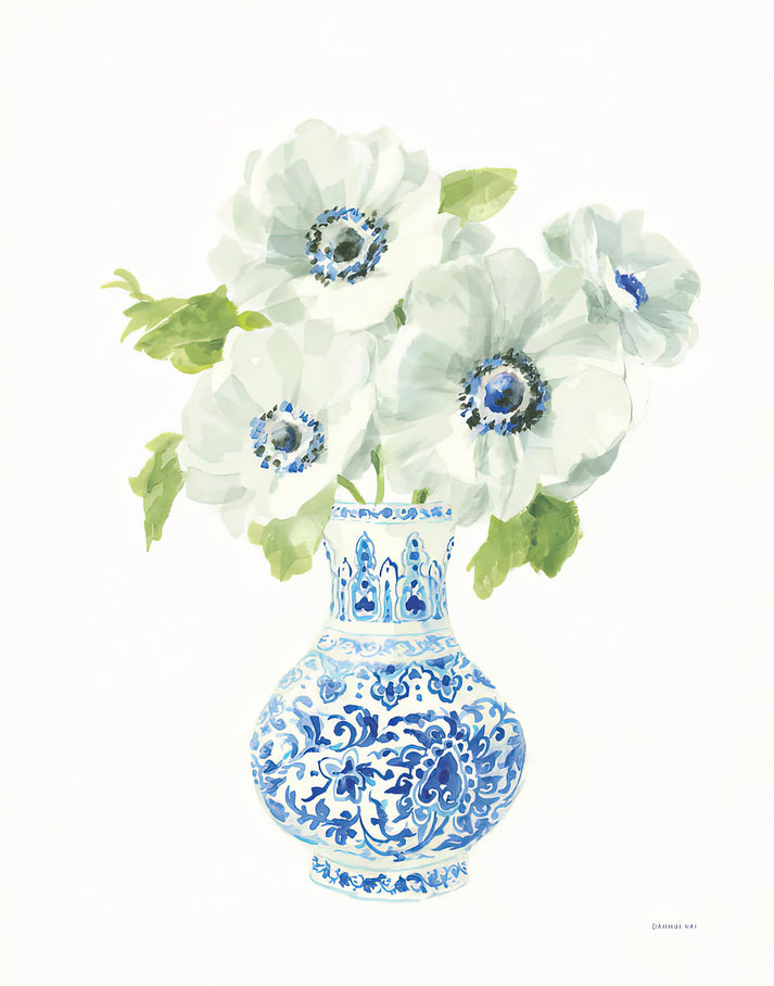 Danhui Nai Floral Chinoiserie White I Fine Art Print | RedKalion