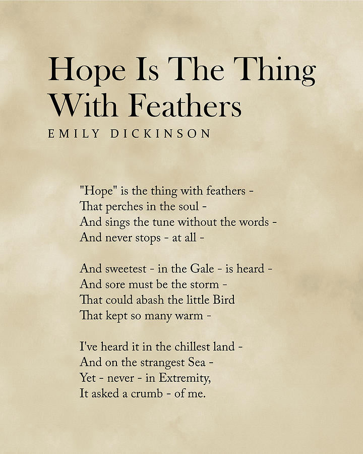 Emily Dickinson Poem Art Print | Hope Is The Thing With Feathers | RedKalion