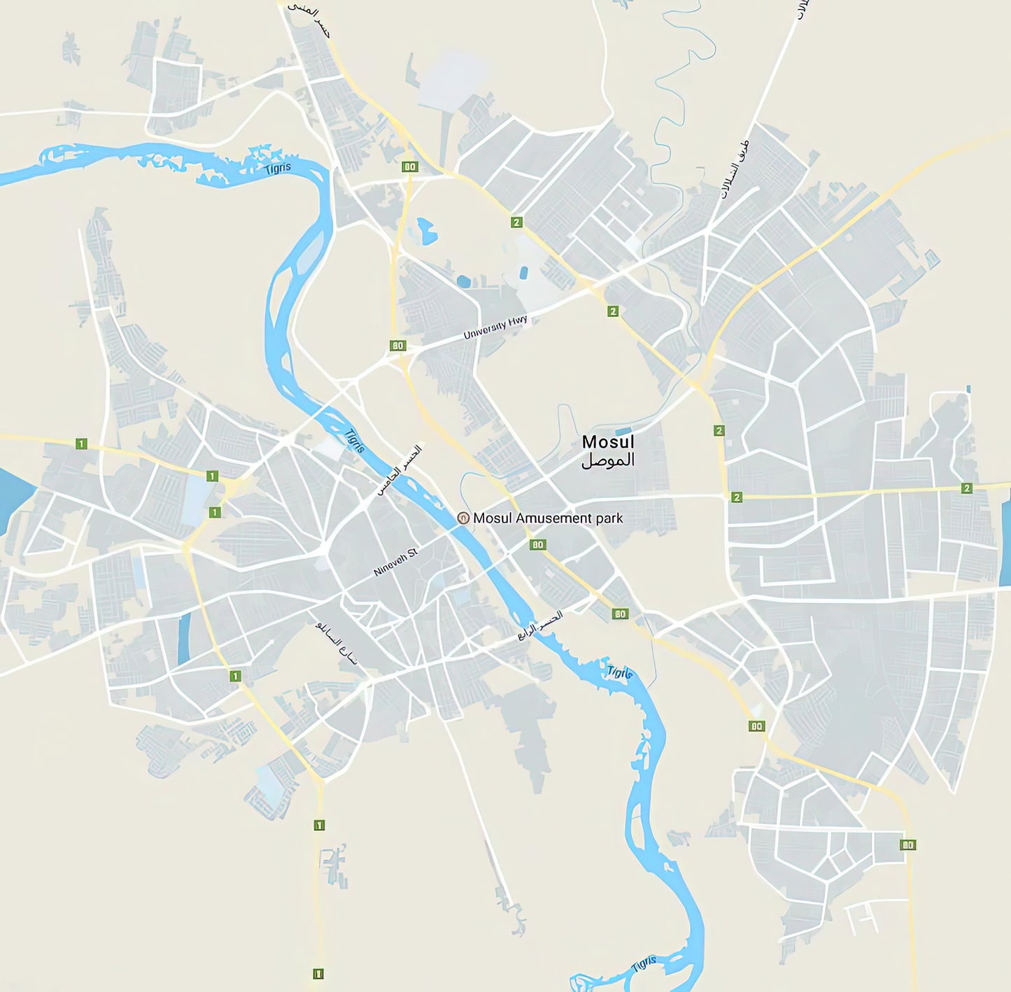 Minimalist Modern Map of Mosul, Iraq Art Print | RedKalion