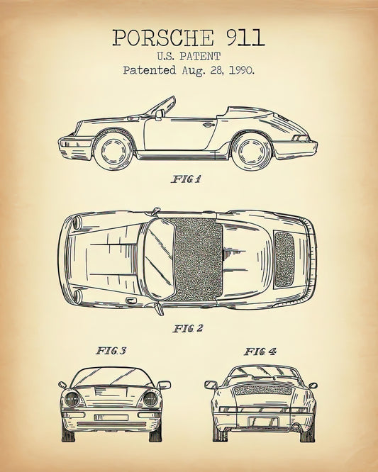 Porsche 911 Vintage Poster Art Print | RedKalion