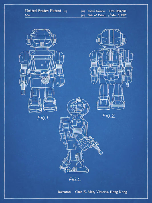 Robot Blueprints Art Print | Toby Talking Toy Robot Patent Poster | RedKalion