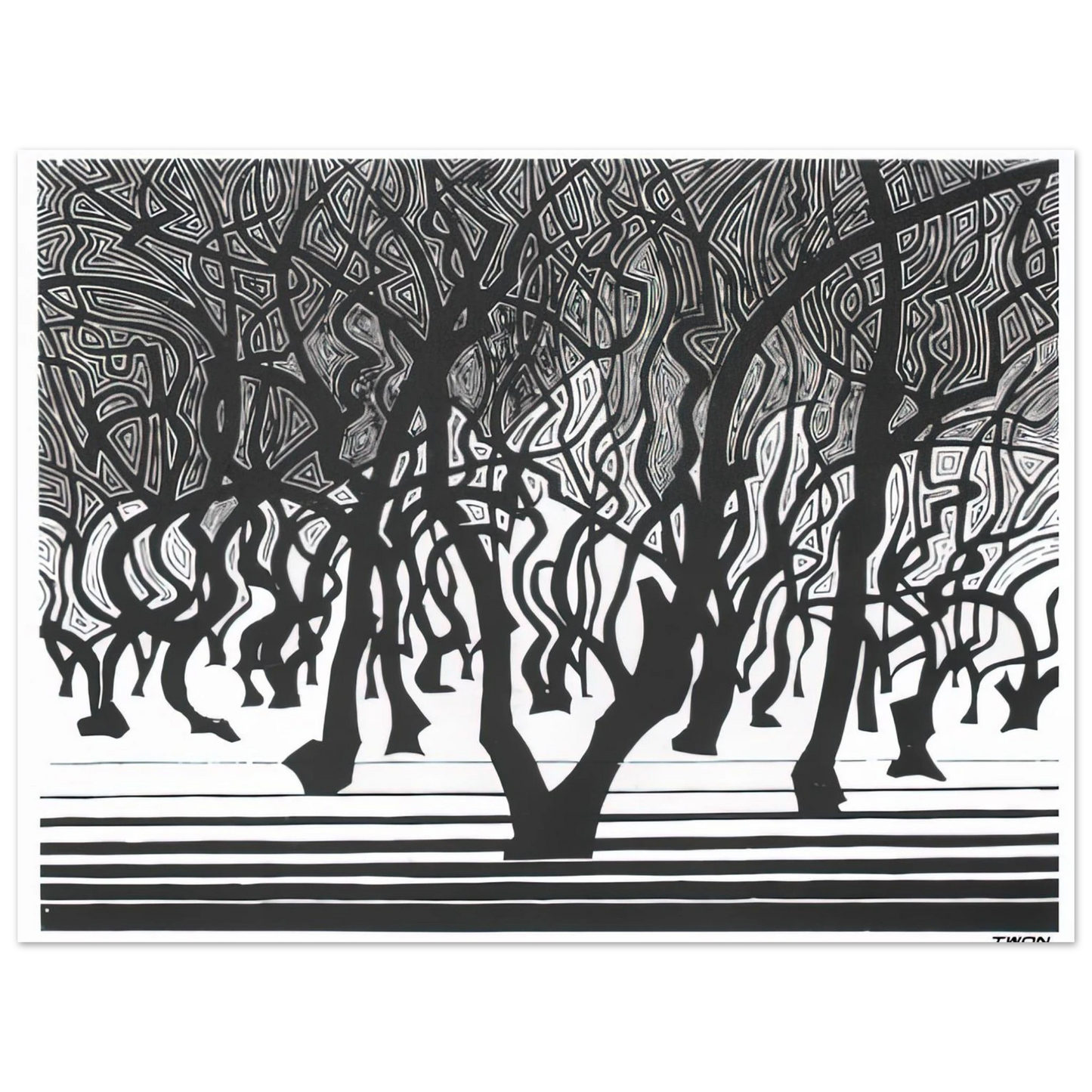 MC Escher - WOODS NEAR MENTON Wall Art - 21x29.7 cm / 8x12" - Fine Art Poster-canvas - -