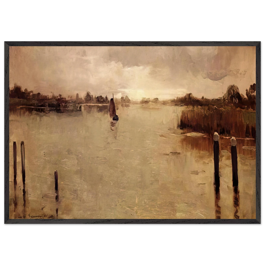 SPAARNWOUDE ISLAND 1883 - Theo van Rysselberghe 70x100 cm / 28x40 inches Framed Art Print – Black Wooden Frame