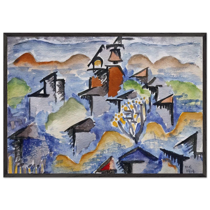LANDSCAPE N11 - Man Ray 70x100 cm / 28x40 inches Framed Art Print – Black Wooden Frame