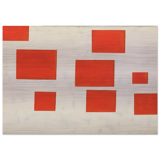 KOMPOSITION MIT 8 ROTEN RECHTECKEN COMPOSITION WITH 8 RED RECTANGLES 1964 - BLINKY PALERMO Brushed Aluminum Print - 70x100 cm / 28x40 inches | BLINKY PALERMO Aluminum Print | BLINKY PALERMO Prints