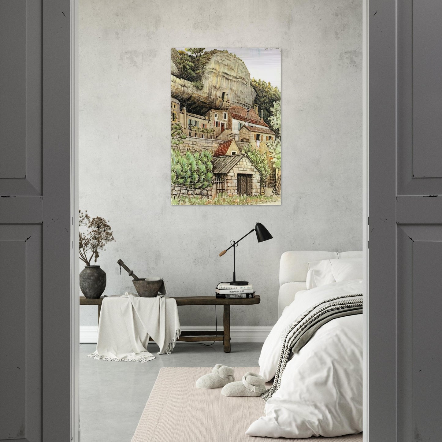 LES EYZIES FRANCE - MC Escher Brushed Aluminum Print - 70x100 cm / 28x40 inches | MC Escher Aluminum Print | MC Escher Prints