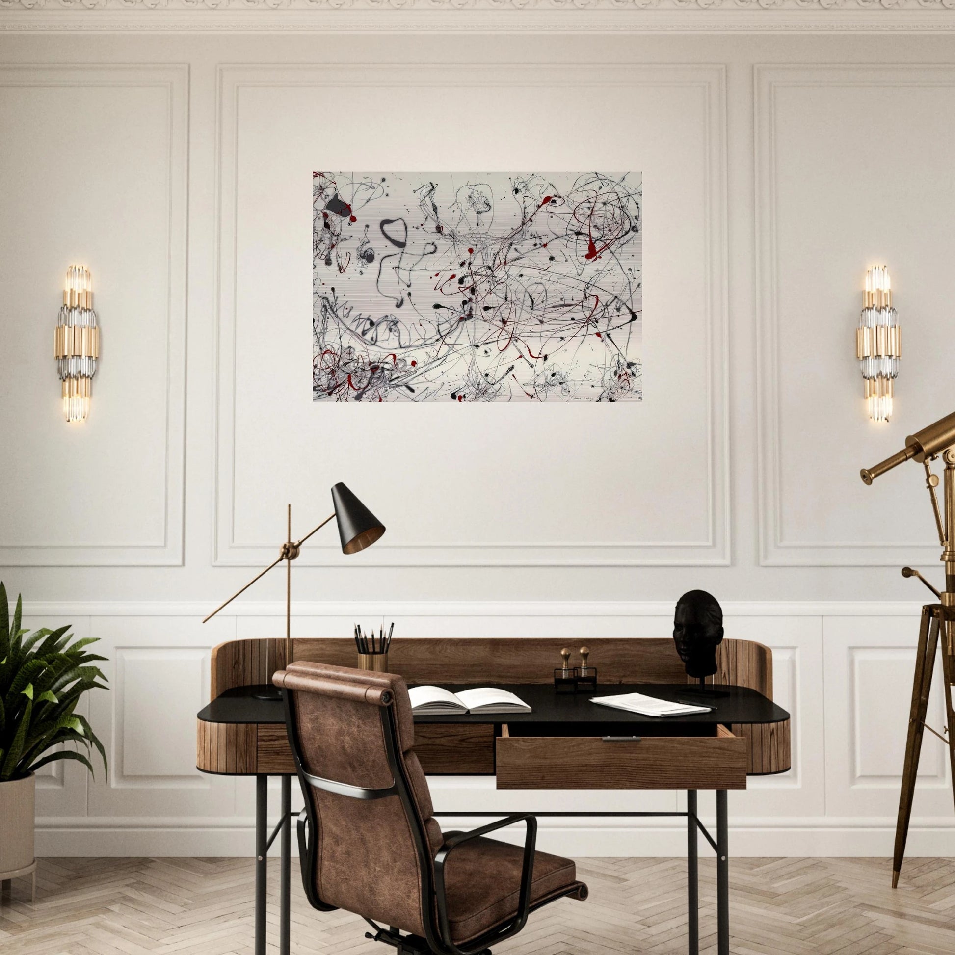 NUMBER 4 GRAY AND RED 1948 - Jackson Pollock Brushed Aluminum Print - 70x100 cm / 28x40 inches | Jackson Pollock Aluminum Print | Jackson Pollock Prints