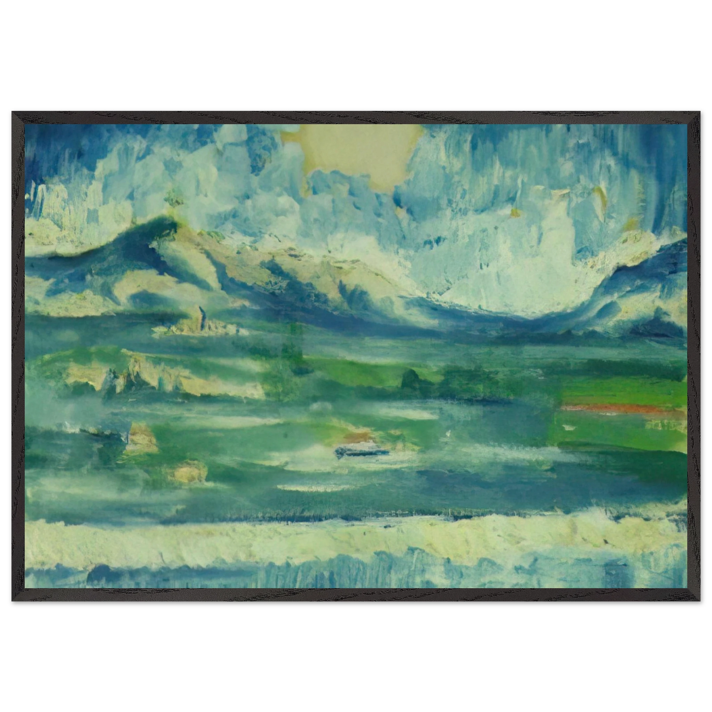 LANDSCAPE NEAR AMPURDAN 2 - Salvador Dali 70x100 cm / 28x40 inches Framed Art Print – Black Wooden Frame