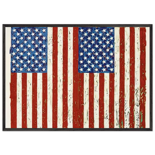 FLAGS I ULAE 128 - Jasper Johns 70x100 cm / 28x40 inches Framed Art Print – Black Wooden Frame
