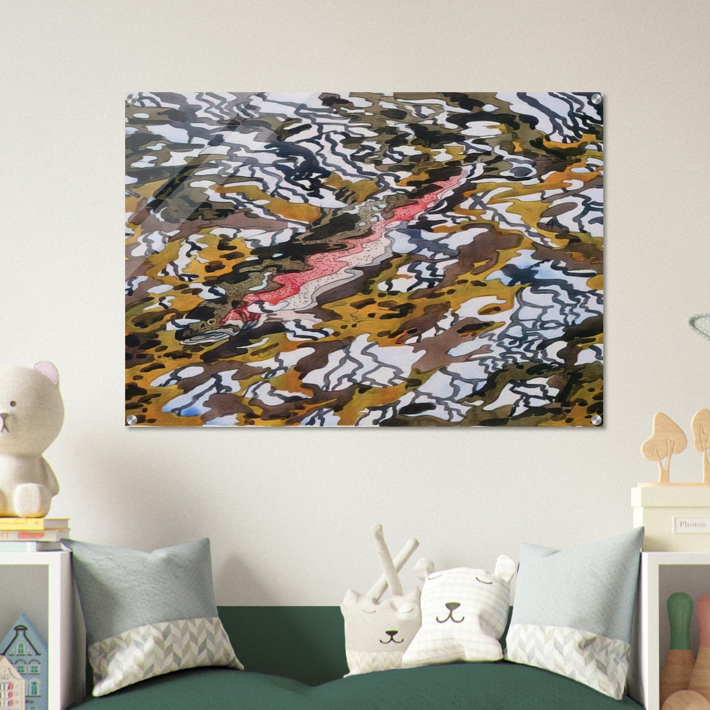 Trout and Reflected Tree - 1985 - Neil Welliver Acrylic Print - 70x100 cm / 28x40″ inches | Neil Welliver Wall Art | Neil Welliver Prints