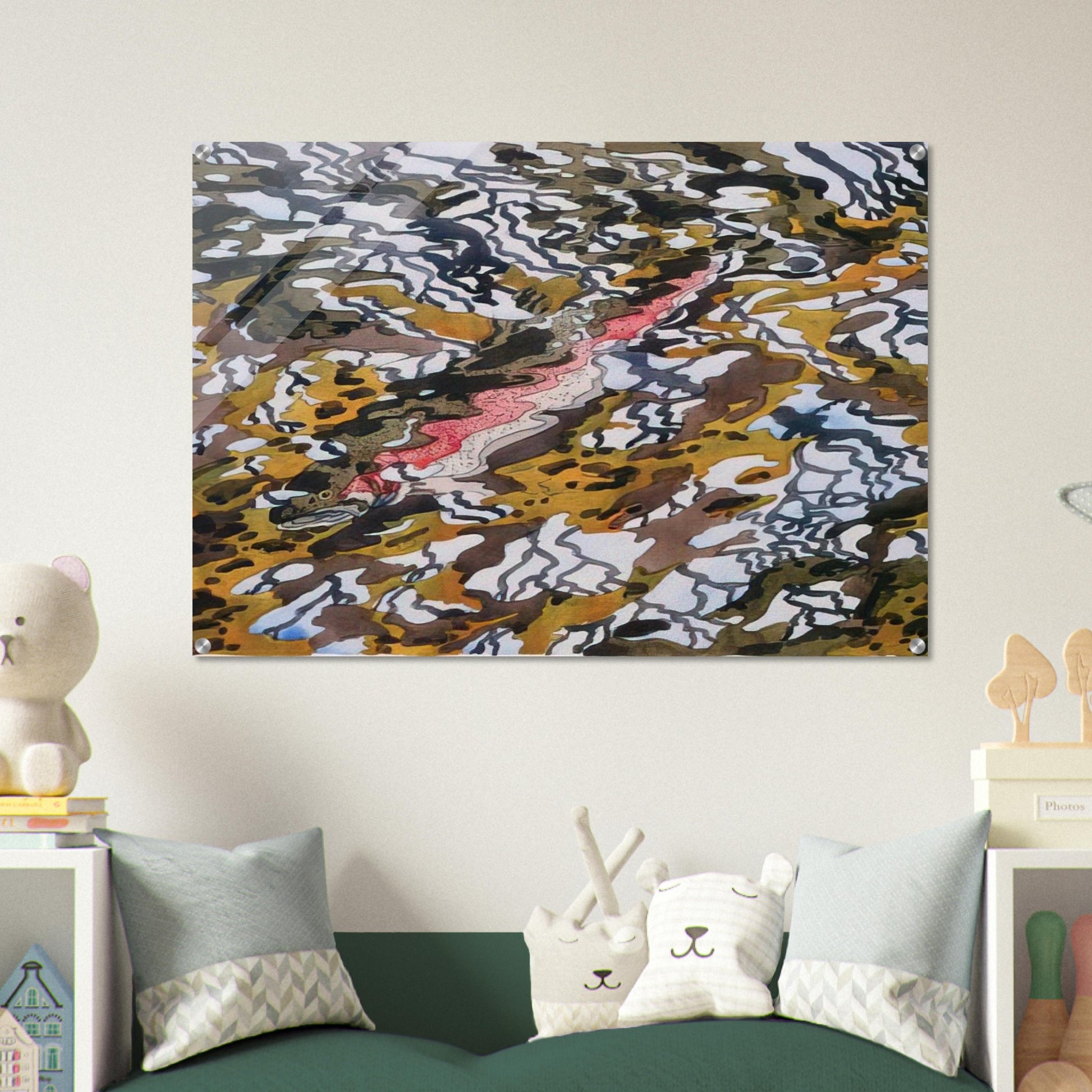 Trout and Reflected Tree - 1985 - Neil Welliver Acrylic Print - 70x100 cm / 28x40″ inches | Neil Welliver Wall Art | Neil Welliver Prints