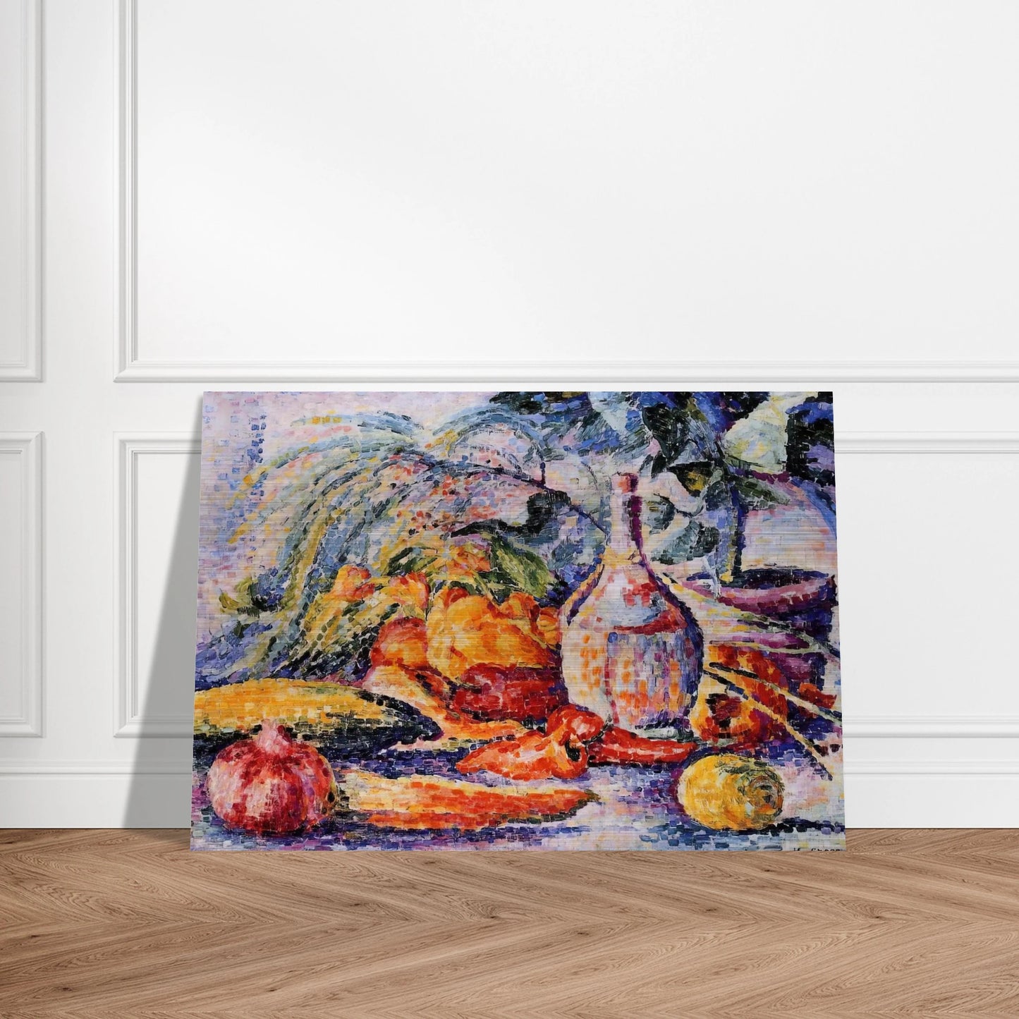 Still Life with Bottle of Wine - Henri-Edmond Cross Brushed Aluminum Print - 70x100 cm / 28x40 inches | Henri-Edmond Cross Aluminum Print | Henri-Edmond Cross Prints