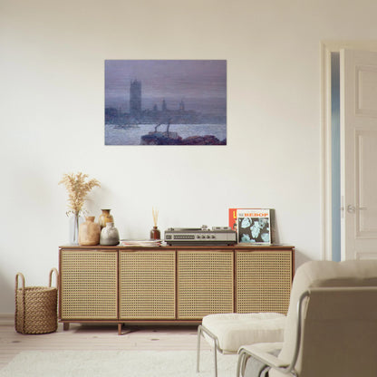 Houses of Parliament, Early Evening - Childe Hassam Brushed Aluminum Print - 70x100 cm / 28x40 inches | Childe Hassam Aluminum Print | Childe Hassam Prints