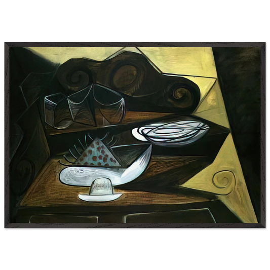 The Buffet  Catalan  - Pablo Picasso 70x100 cm / 28x40 inches Framed Art Print – Black Wooden Frame