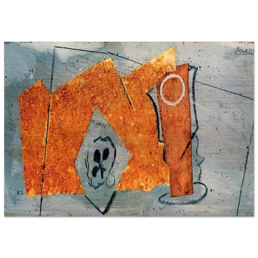 Playing Card and Glass - 1914 - Pablo Picasso Brushed Aluminum Print - 70x100 cm / 28x40 inches | Pablo Picasso Aluminum Print | Pablo Picasso Prints