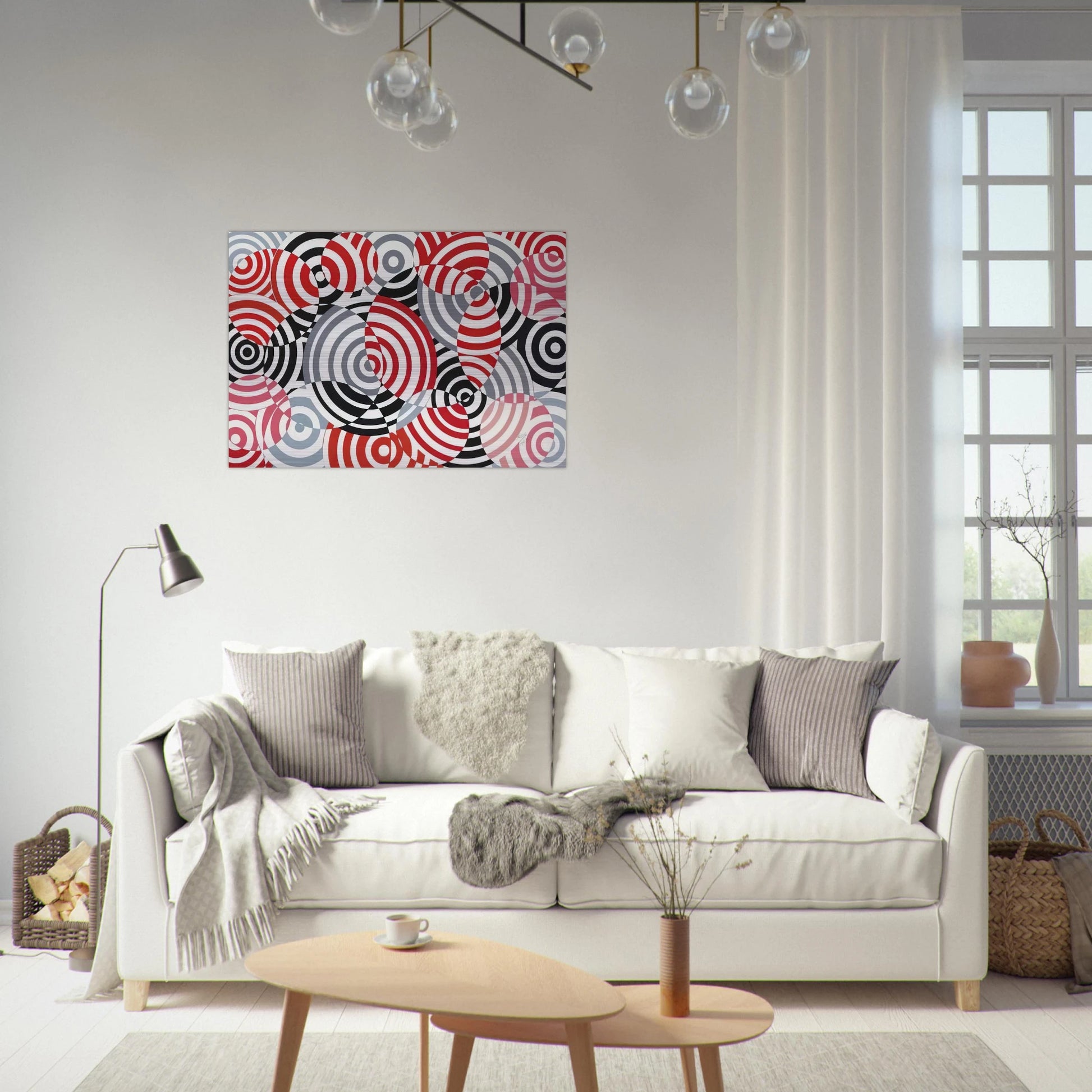 Interférences en rouge et gris No. 640 - 1963 - Antonio Asis Brushed Aluminum Print - 70x100 cm / 28x40 inches | Antonio Asis Aluminum Print | Antonio Asis Prints
