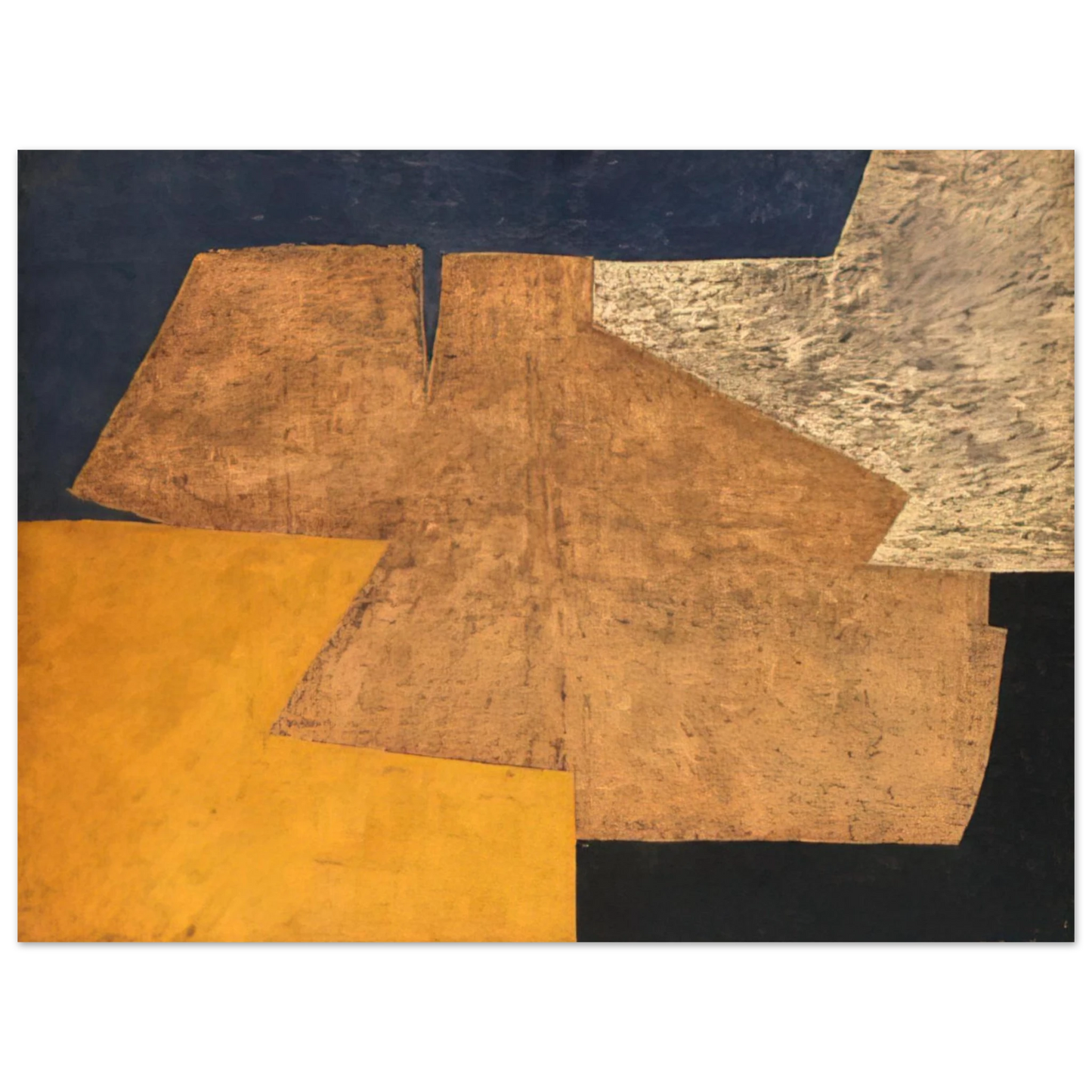 Serge Poliakoff - Composition jaune, mauve, bleu et noir La table d'or - 1952  75x100 cm / 30x40inches Fine Art Poster