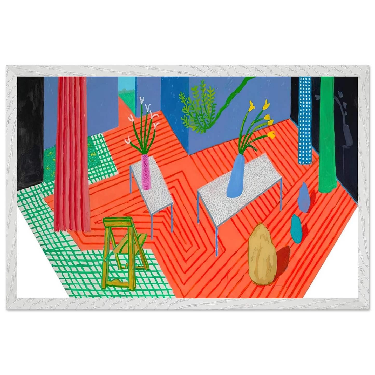 David Hockney - David Hockney Wall art - 13x18 cm / 5x7 inches - Premium Wooden Framed Poster With Fine Art Paper-canvas - White frame