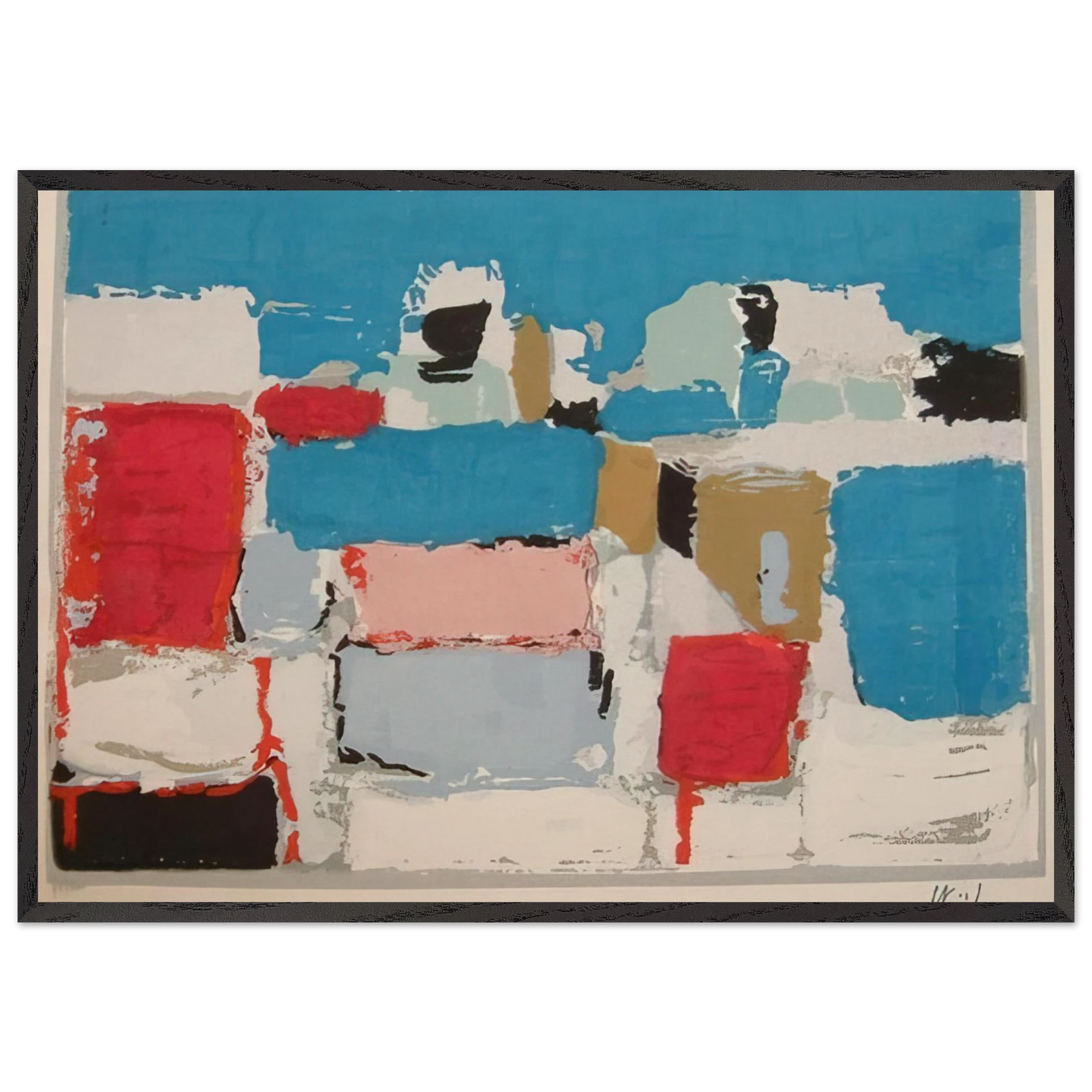 Mediterranee 01 - Art Informel - Nicolas de Stael 70x100 cm / 28x40 inches Framed Art Print – Black Wooden Frame